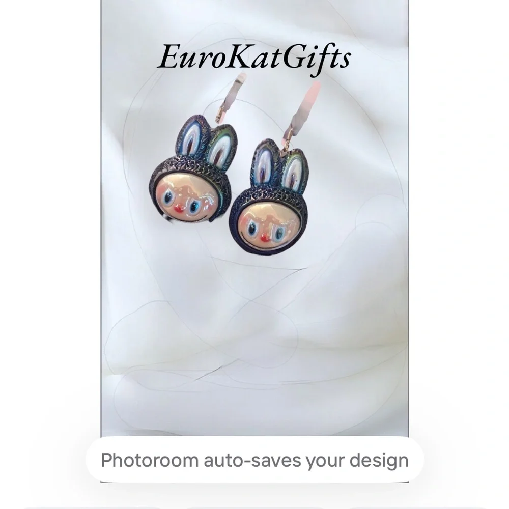 EuroKatGifts Kids Bunny Earrings - Blue and Pink